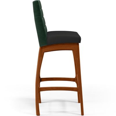 Banqueta Alta Para Cozinha Sala De Jantar Fixa Mila B04 Facto Verde Musgo Corano Preto - Lyam Decor