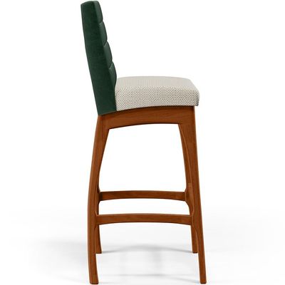 Banqueta Alta Cozinha Sala De Jantar Fixa Mila B04 Facto Verde Musgo Linho Champagne - Lyam Decor