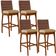 Kit 04 Banquetas Altas Sala De Jantar Fixa Mila B04 Couríssimo Marrom Linho Bege Escuro - Lyam Decor