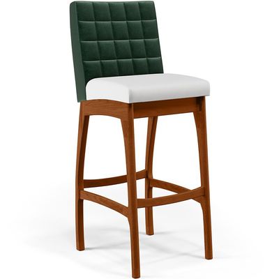 Kit 4 Banquetas Altas Cozinha Sala Jantar Fixa Mila B04 Facto Verde Musgo Corano Branco - Lyam Decor