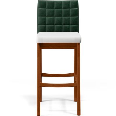 Kit 4 Banquetas Altas Cozinha Sala Jantar Fixa Mila B04 Facto Verde Musgo Corano Branco - Lyam Decor