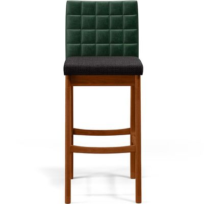 Kit 05 Banquetas Altas Cozinha Sala Jantar Fixa Mila B04 Facto Verde Musgo Linho Chumbo - Lyam Decor