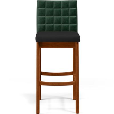 Kit 05 Banquetas Altas Cozinha Sala Jantar Fixa Mila B04 Facto Verde Musgo Corano Preto - Lyam Decor