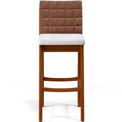 Kit 5 Banquetas Altas Cozinha Sala Jantar Fixa Mila B04 Couríssimo Marrom Corano Branco - Lyam Decor