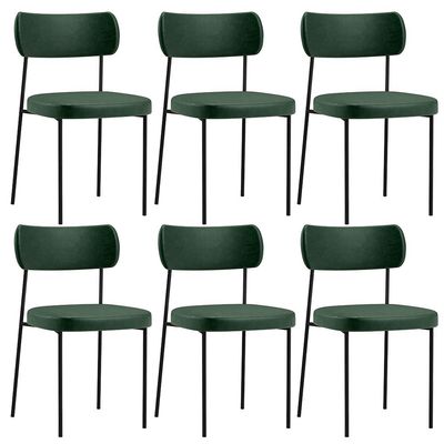 Kit 06 Cadeiras Decorativas Estofada Para Sala Jantar Melina F01 Couríssimo Verde Musgo - Lyam Decor