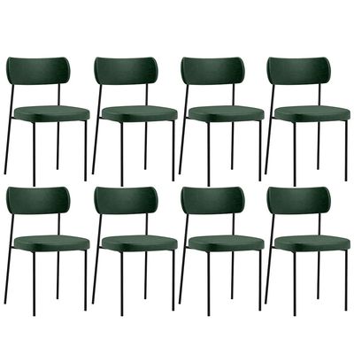 Kit 08 Cadeiras Decorativas Estofada Para Sala Jantar Melina F01 Couríssimo Verde Musgo - Lyam Decor