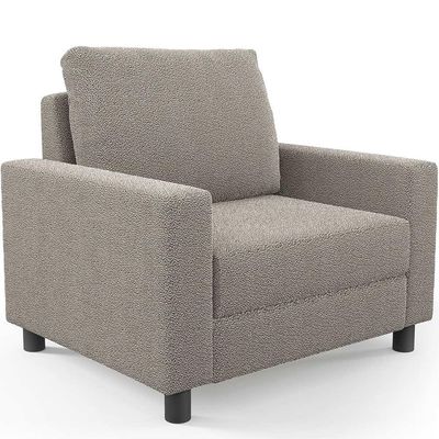 Poltrona Decorativa Para Sala De Estar E Recepção Malta L02 Bouclê Bege - Lyam Decor