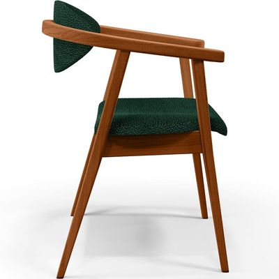Poltrona Decorativa Para Sala De Estar E Recepção Cecília L02 Bouclê Verde - Lyam Decor