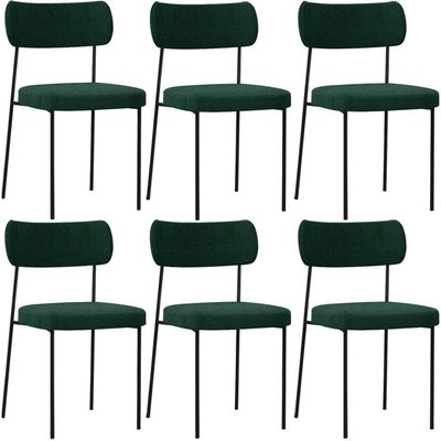 Kit 06 Cadeiras Estofadas Para Sala De Jantar Melina L02 Bouclê Verde - Lyam Decor