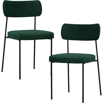 Kit 02 Cadeiras Estofadas Para Sala De Jantar Melina L02 Bouclê Verde - Lyam Decor