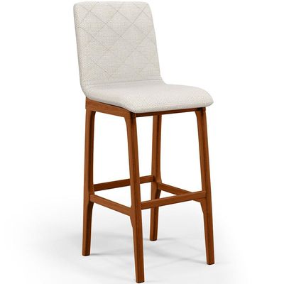 Kit 04 Banquetas Altas Para Cozinha Sala de Jantar Fixa Zoe B04 Linho Champagne - Lyam Decor