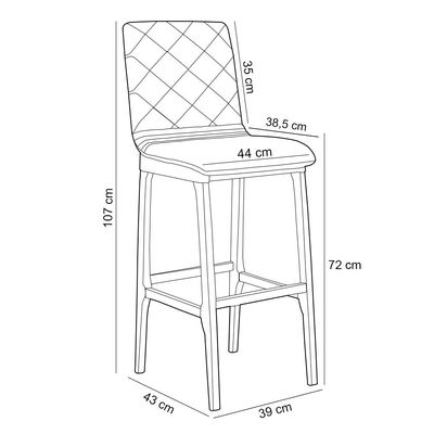 Kit 02 Banquetas Altas Para Cozinha Sala de Jantar Fixa Zoe B04 Bouclê Cru - Lyam Decor