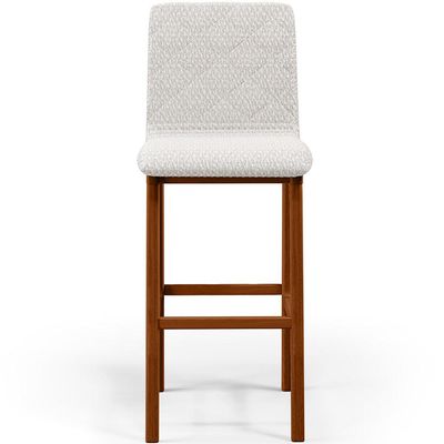 Kit 02 Banquetas Altas Para Cozinha Sala de Jantar Fixa Zoe B04 Bouclê Cru - Lyam Decor