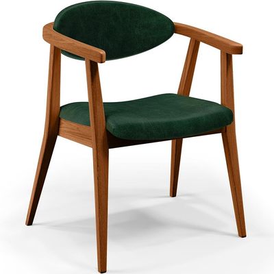 Poltrona Decorativa Para Sala de Estar Cecília B04 Facto Verde Musgo - Lyam Decor