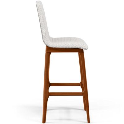Banqueta Alta Para Cozinha Sala de Jantar Fixa Zoe B04 Bouclê Cru - Lyam Decor