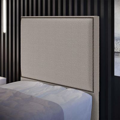 Cabeceira Box Solteiro Com Tachas 100 cm Vicenza L02 Bouclê Bege - Lyam Decor