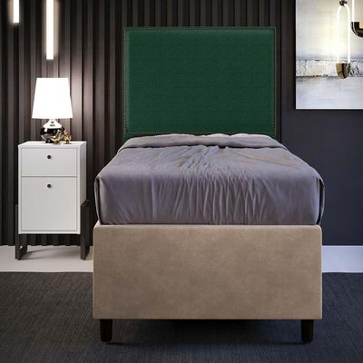 Cabeceira Box Solteiro Com Tachas 100 cm Vicenza L02 Bouclê Verde - Lyam Decor
