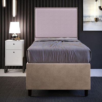 Cabeceira Box Solteiro Com Tachas 100 cm Vicenza L02 Bouclê Rosê - Lyam Decor