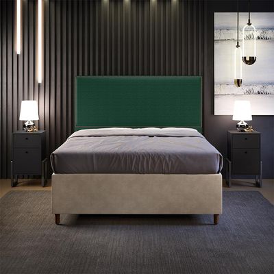 Cabeceira Box Casal King Com Tachas 195 cm Vicenza L02 Bouclê Verde - Lyam Decor