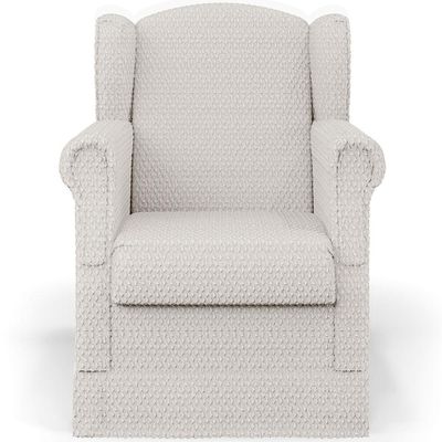 Poltrona De Amamentação Com Balanço E Puff Elisa P02 Bouclê Cru  - Lyam Decor