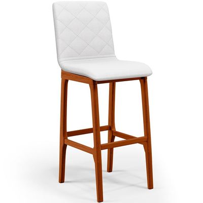 Kit 02 Banquetas Altas Para Cozinha Sala de Jantar Fixa Zoe B04 Facto Branco - Lyam Decor