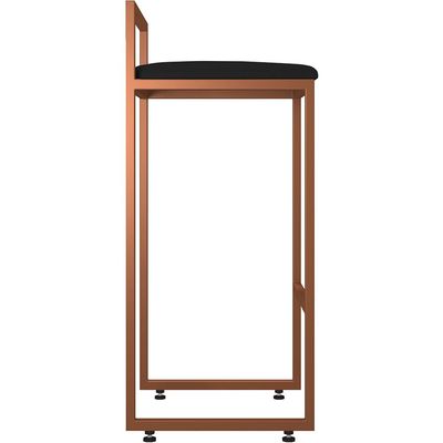 Banqueta Alta Para Cozinha Sala De Jantar Hanna L02 Bronze Corano Preto - Lyam Decor