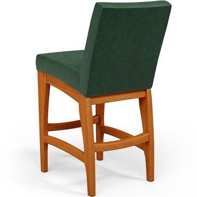 Banqueta Baixa Para Cozinha Bancada Bar Sala De Jantar Fixa Mila L02 Facto Verde Musgo - Lyam Decor