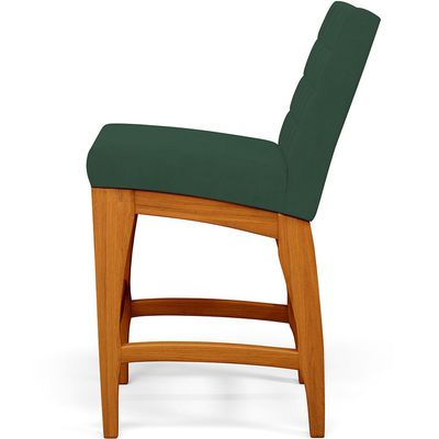 Banqueta Baixa Para Cozinha Bancada Sala De Jantar Fixa Mila L02 Suede Verde Musgo - Lyam Decor