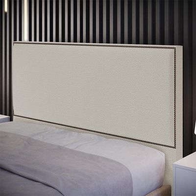 Cabeceira Box Casal Com Tachas 140 cm Vicenza L02 Bouclê Creme - Lyam Decor