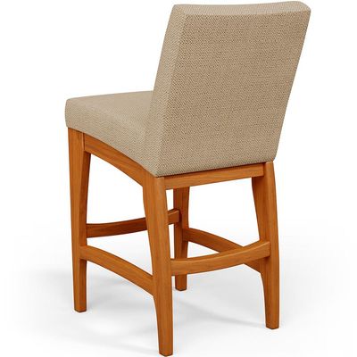 Banqueta Baixa Para Cozinha Bancada Bar Sala De Jantar Fixa Mila L02 Linho Bege Escuro - Lyam Decor