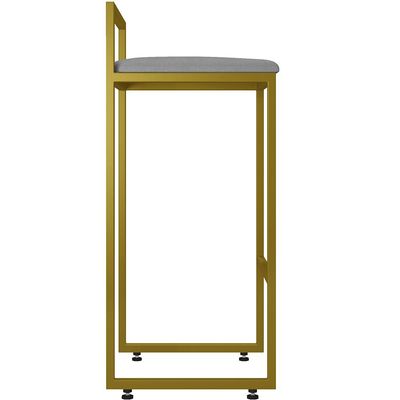 Banqueta Alta Para Cozinha Sala De Jantar Hanna L02 Dourado Corano Cinza - Lyam Decor