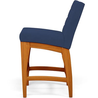 Banqueta Baixa Para Cozinha Bancada Bar Sala Jantar Fixa Mila L02 Suede Azul Marinho - Lyam Decor