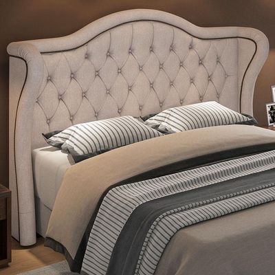 Cabeceira Cama Box Casal 140 cm P05 Lisboa Linho Bege - Lyam Decor