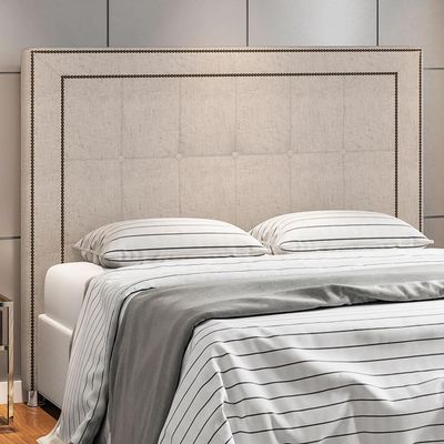 Cabeceira Cama Box Casal King 195 cm P05 Atenas Linho Cru - Lyam Decor