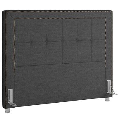 Cabeceira Cama Box Casal King 195 cm P05 Atenas Linho Cinza Escuro - Lyam Decor