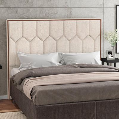 Cabeceira Cama Box Casal King 195 cm P05 Londres Linho Bege Claro - Lyam Decor
