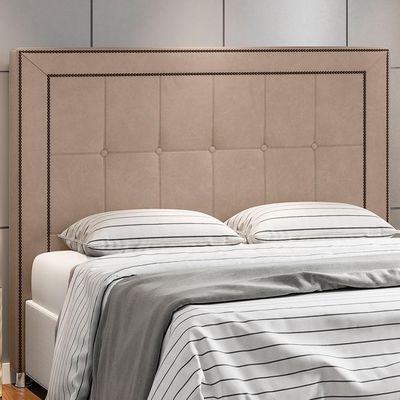 Cabeceira Cama Box Casal 140 cm P05 Atenas Veludo Bege - Lyam Decor