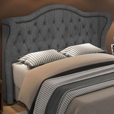 Cabeceira Cama Box Casal King 195 cm P05 Lisboa Linho Cinza Escuro - Lyam Decor