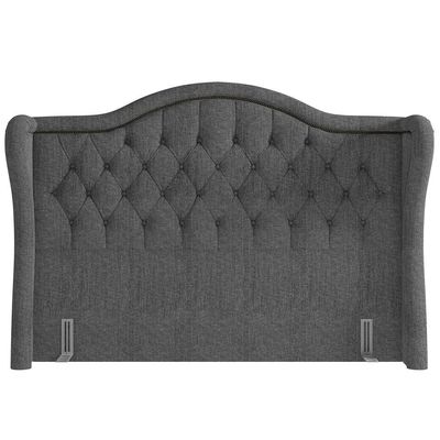 Cabeceira Cama Box Casal King 195 cm P05 Lisboa Linho Cinza Escuro - Lyam Decor