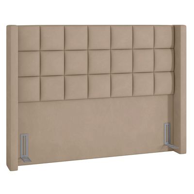 Cabeceira Cama Box Casal King 195 cm P05 Paris Veludo Bege - Lyam Decor