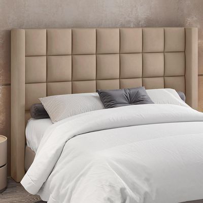 Cabeceira Cama Box Casal King 195 cm P05 Paris Veludo Bege - Lyam Decor