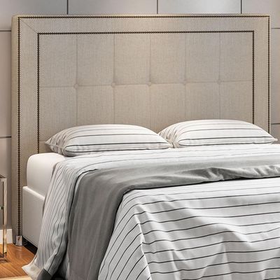 Cabeceira Cama Box Casal Queen 160 cm P05 Atenas Linho Creme - Lyam Decor