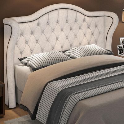 Cabeceira Cama Box Casal Queen 160 cm P05 Lisboa Linho Bege Claro - Lyam Decor
