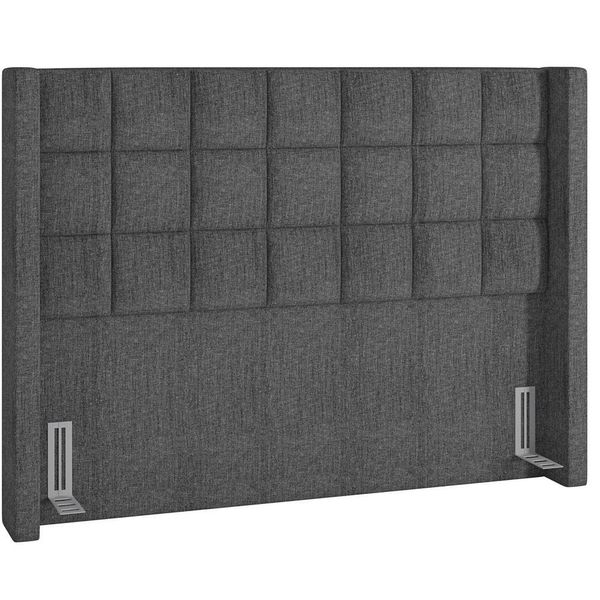 Cabeceira Cama Box Casal Queen 160 cm P05 Paris Linho Cinza Escuro - Lyam Decor