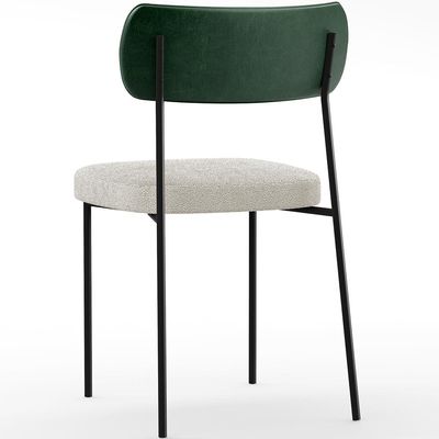 Cadeira Decorativa Estofada Para Sala De Jantar Melina L02 Facto Verde Musgo Bouclê Creme - Lyam Decor