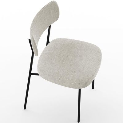 Cadeira Decorativa Estofada Para Sala De Jantar Melina L02 Bouclê Creme - Lyam Decor
