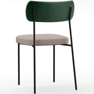 Cadeira Decorativa Estofada Para Sala De Jantar Melina L02 Facto Verde Musgo Linho Bege - Lyam Decor
