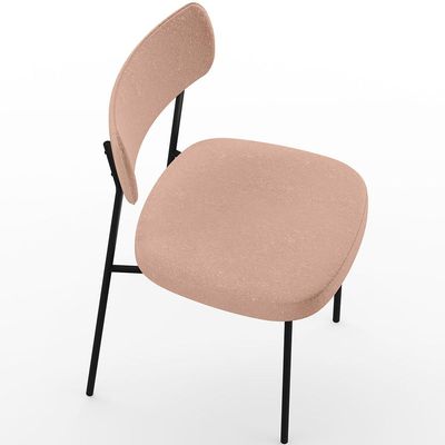 Cadeira Decorativa Estofada Para Sala De Jantar Melina L02 Linho Rosê - Lyam Decor