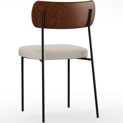 Cadeira Decorativa Para Sala De Jantar Melina L02 Couríssimo Marrom Linho Cru - Lyam Decor
