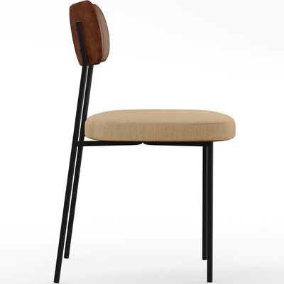 Cadeira Decorativa Para Sala De Jantar Melina L02 Couríssimo Marrom Linho Bege Escuro - Lyam Decor